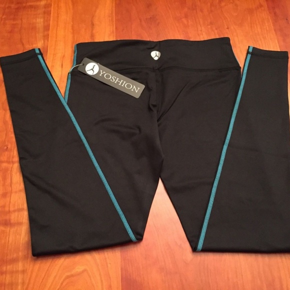 Yoshion Yoga Pants Navy / Lake Blue Stiching S NWT - Picture 2 of 6